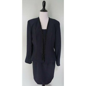 LA NUIT Blue 2 Piece Formal Party Professional Blazer Coat Dress Suit
